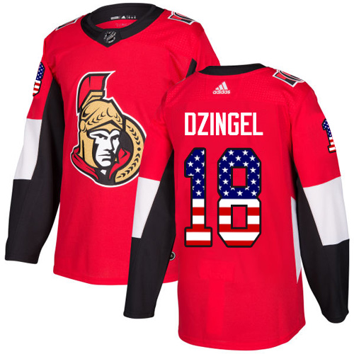 Adidas Senators #18 Ryan Dzingel Red Home Authentic USA Flag Stitched NHL Jersey